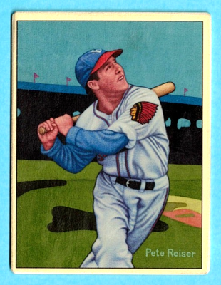 Picture, Helmar Brewing, Helmar This Great Game Card # 98, Pete Reiser, looking up after swing, Boston Braves